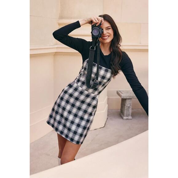 Lulus Dresses & Skirts - Lulus Sweetest Memory Black Plaid Lace-Up Mini Dress with Pockets Size M